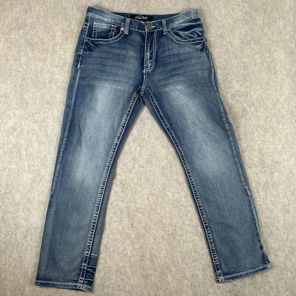 True Luck Jeans Mens 34x32 Blue Straight Leg Stretch Denim Mid Rise Casual Pants